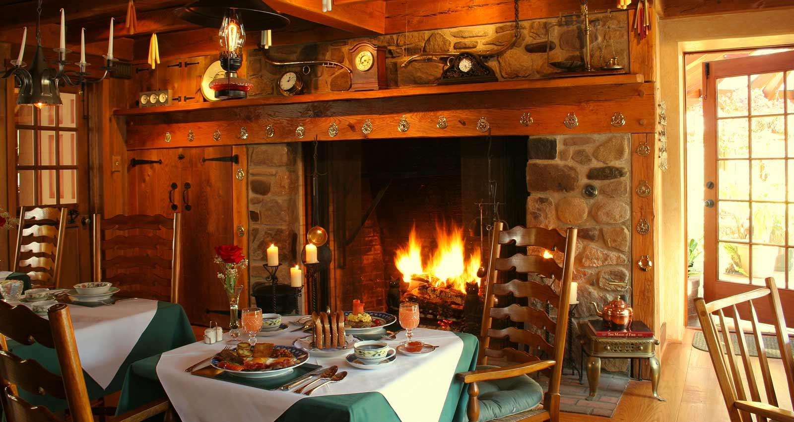 Breakfast Next to the Fireplace